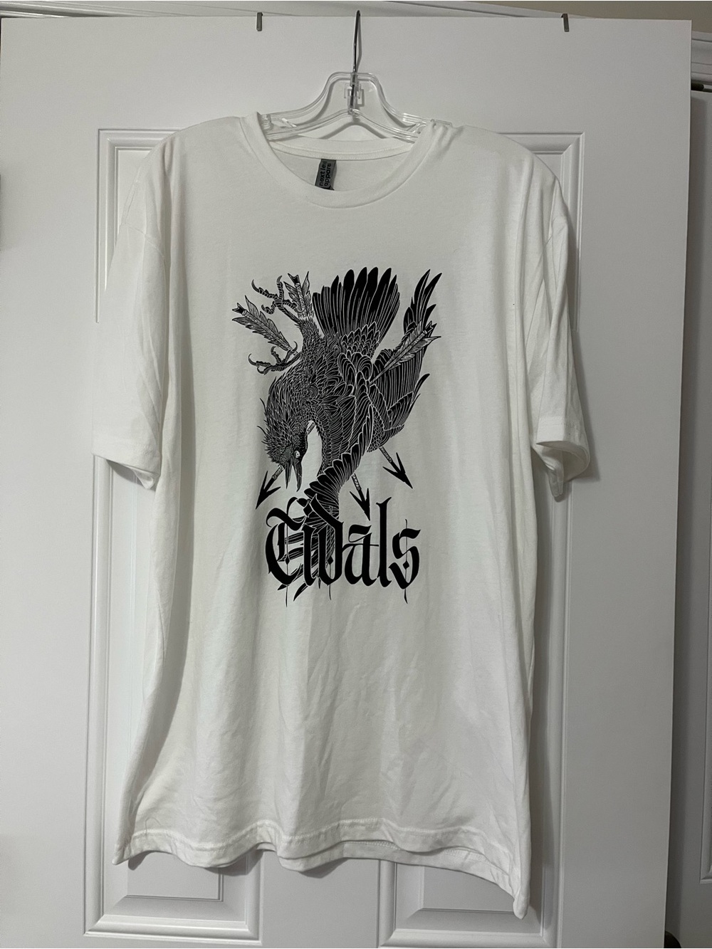 Next Level Apparel White Short Sleeve Tee with Black Raven Graphic